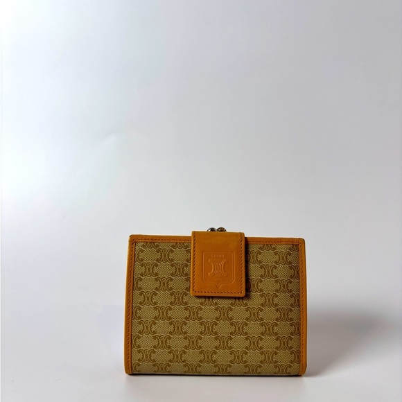 Vintage Celine Macadam Wallet – Tan Canvas, Triomphe Logo, Made in Italy - Picture 1 of 11